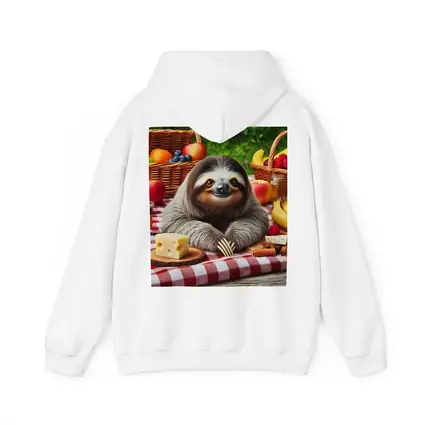 Happy Sloth Picnic With Fruits And Cheese