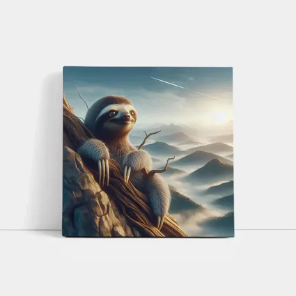 Sloth Clinging Rocky Cliff Mountain Mist