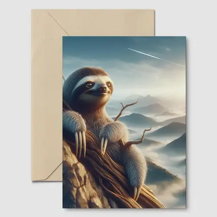 Sloth Clinging Rocky Cliff Mountain Mist