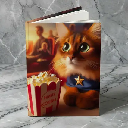 Somali Cat Superhero At Movie Theater
