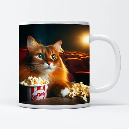 Somali Cat Watching Movie Theater Popcorn