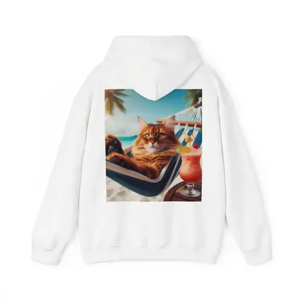 Somali Cat Relaxing on Tropical Beach