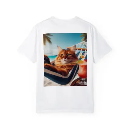 Somali Cat Relaxing on Tropical Beach