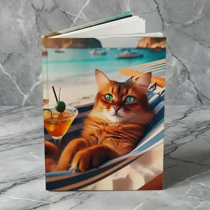 Somali Cat Relaxing on Beach Hammock