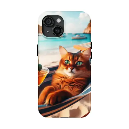 Somali Cat Relaxing on Beach Hammock