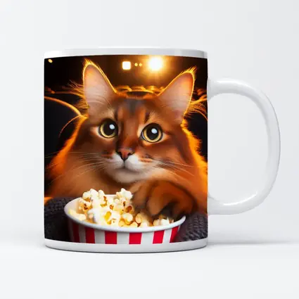 Somali Cat Eating Popcorn Movie Theater