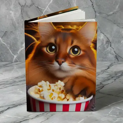 Somali Cat Eating Popcorn Movie Theater