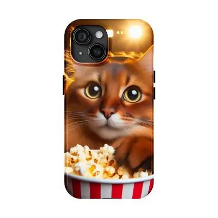 Somali Cat Eating Popcorn Movie Theater