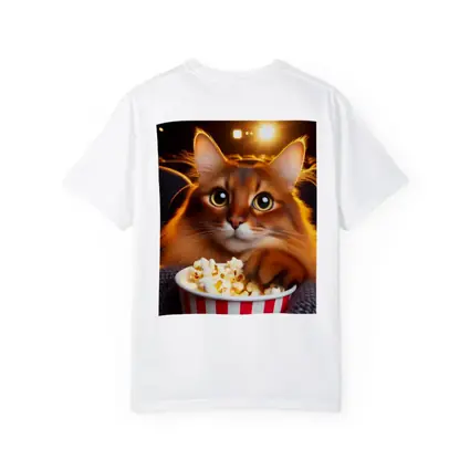 Somali Cat Eating Popcorn Movie Theater