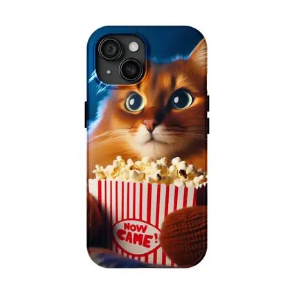 Somali Cat Watching Movie With Popcorn