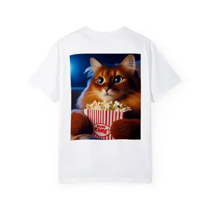 Somali Cat Watching Movie With Popcorn