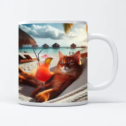 Somali Cat Relaxing on Beach Hammock