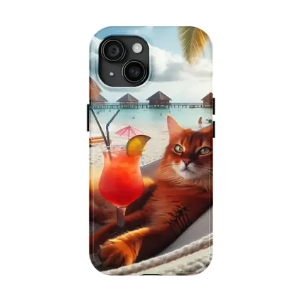 Somali Cat Relaxing on Beach Hammock