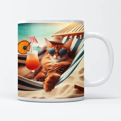 Somali Cat Relaxing Beach Hammock Summer