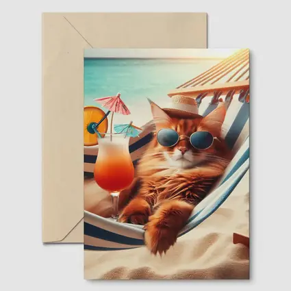Somali Cat Relaxing Beach Hammock Summer