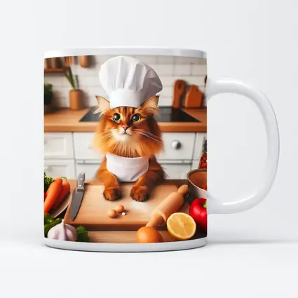 Somali Cat Chef Cooking in Kitchen
