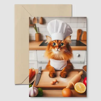 Somali Cat Chef Cooking in Kitchen
