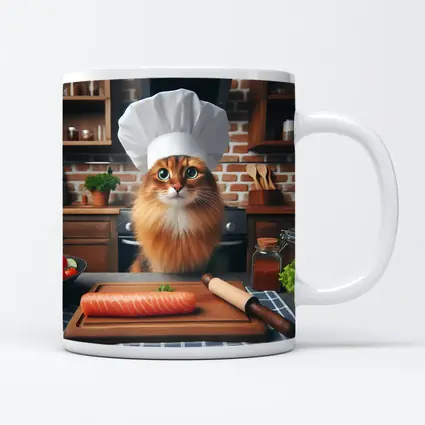 Somali Cat Chef Cooking Kitchen Scene