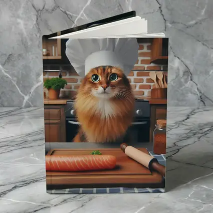 Somali Cat Chef Cooking Kitchen Scene