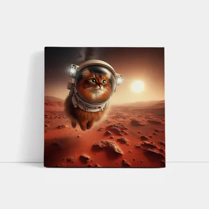 Somali Cat Astronaut Flying Over Mars