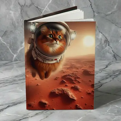 Somali Cat Astronaut Flying Over Mars