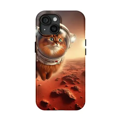 Somali Cat Astronaut Flying Over Mars