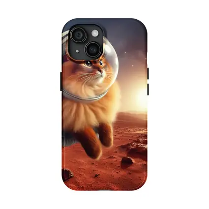 Somali Cat Astronaut Floating Over Mars