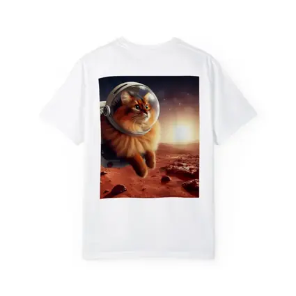 Somali Cat Astronaut Floating Over Mars