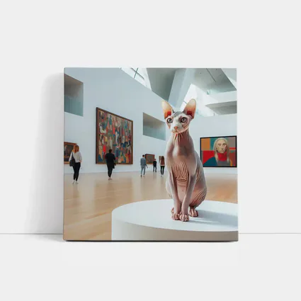 Sphynx Cat Sitting In Art Gallery