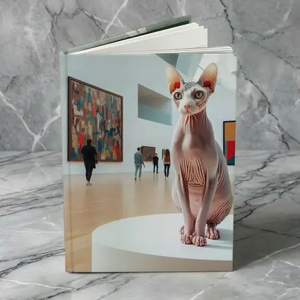 Sphynx Cat Sitting In Art Gallery