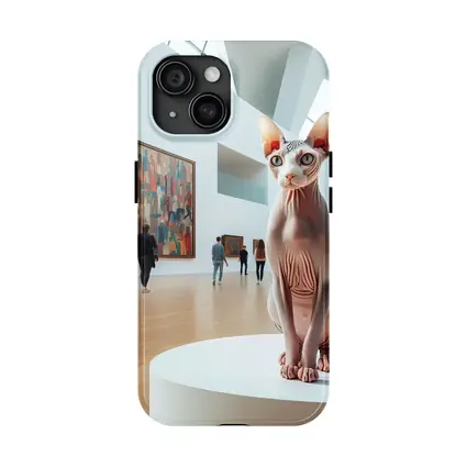 Sphynx Cat Sitting In Art Gallery