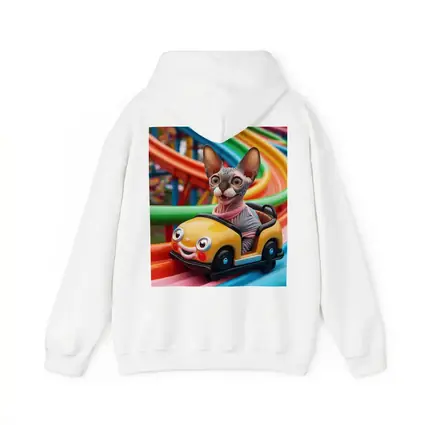 Sphynx Cat Riding Colorful Toy Roller Coaster