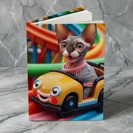 Sphynx Cat Riding Colorful Toy Roller Coaster