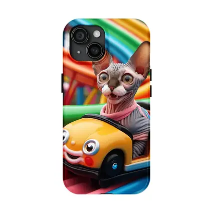Sphynx Cat Riding Colorful Toy Roller Coaster