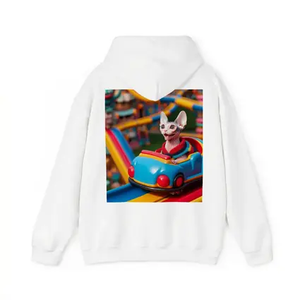 Sphynx Cat Riding Colorful Amusement Park Roller Coaster