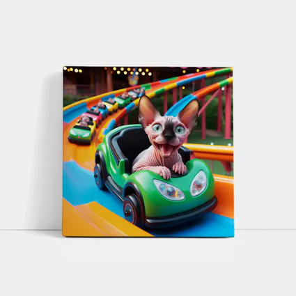 Sphynx Cat Riding Roller Coaster Amusement Park