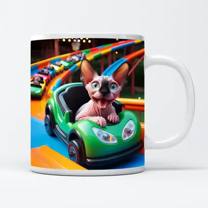 Sphynx Cat Riding Roller Coaster Amusement Park