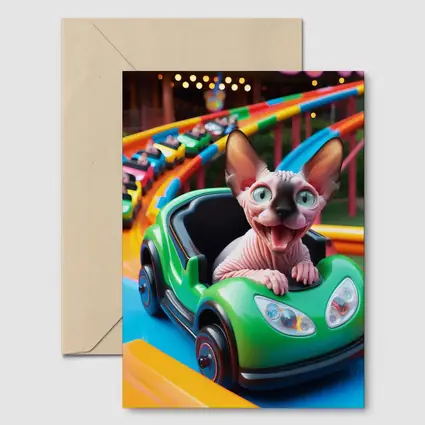 Sphynx Cat Riding Roller Coaster Amusement Park