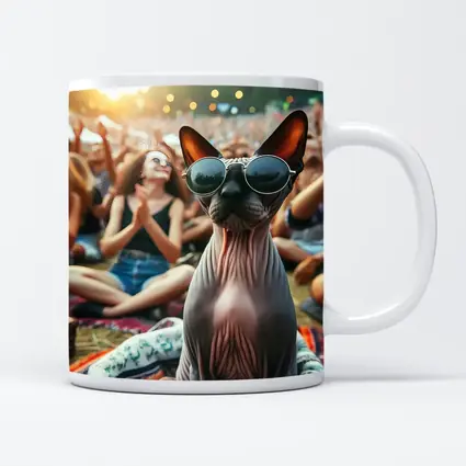 Sphynx Cat Sunglasses Music Festival Crowd