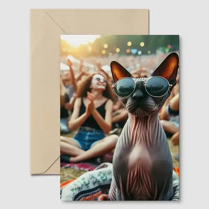 Sphynx Cat Sunglasses Music Festival Crowd