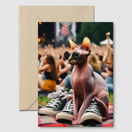 Sphynx Cat Sunglasses Concert Festival Crowd