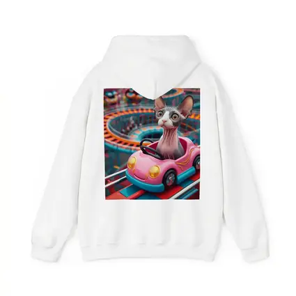 Sphynx Cat Riding Pink Car Amusement Park