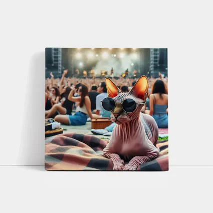 Sphynx Cat Sunglasses Music Festival Crowd