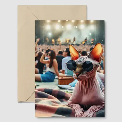 Sphynx Cat Sunglasses Music Festival Crowd
