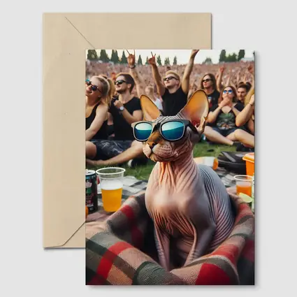 Sphynx Cat Sunglasses Music Festival Crowd
