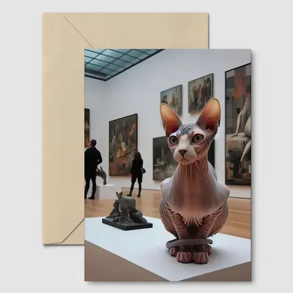 Sphynx Cat Sculpture Inside Art Gallery
