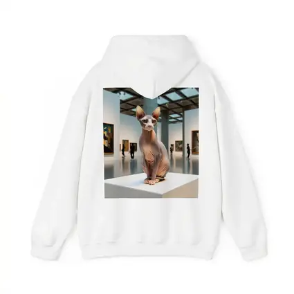 Sphynx Cat Sitting in Art Gallery