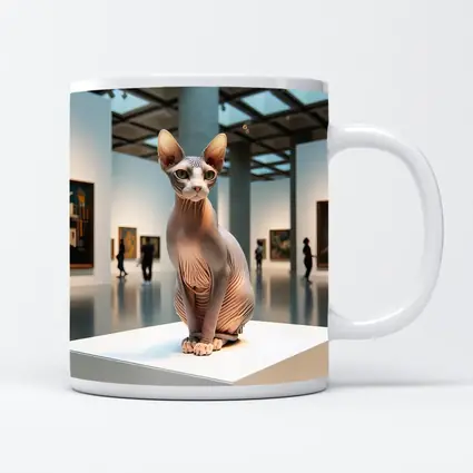 Sphynx Cat Sitting in Art Gallery
