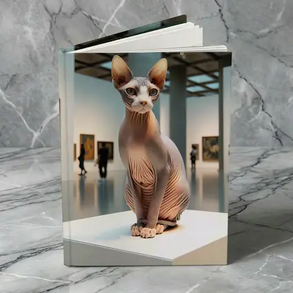 Sphynx Cat Sitting in Art Gallery