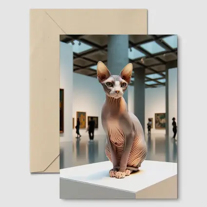 Sphynx Cat Sitting in Art Gallery